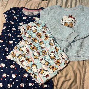 Hello Kitty Cozy Pajama Trio - Light Blue, Navy & Pastel